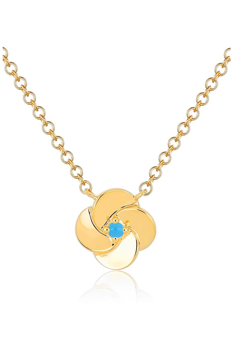 Turquoise Petal Pendant Necklace, Main, color, YELLOW GOLD/ TURQUOISE