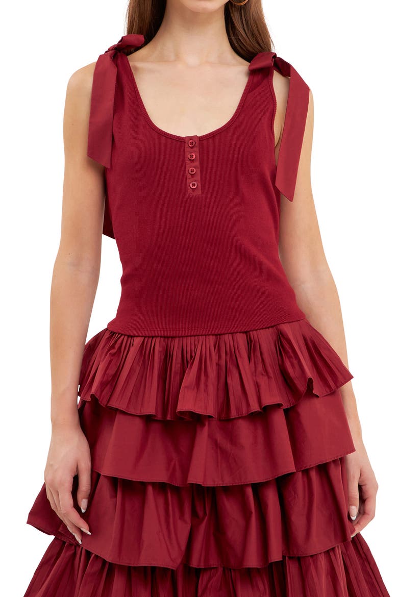 Shoulder Tie Rib Henley Tank, Alternate, color, BURGUNDY