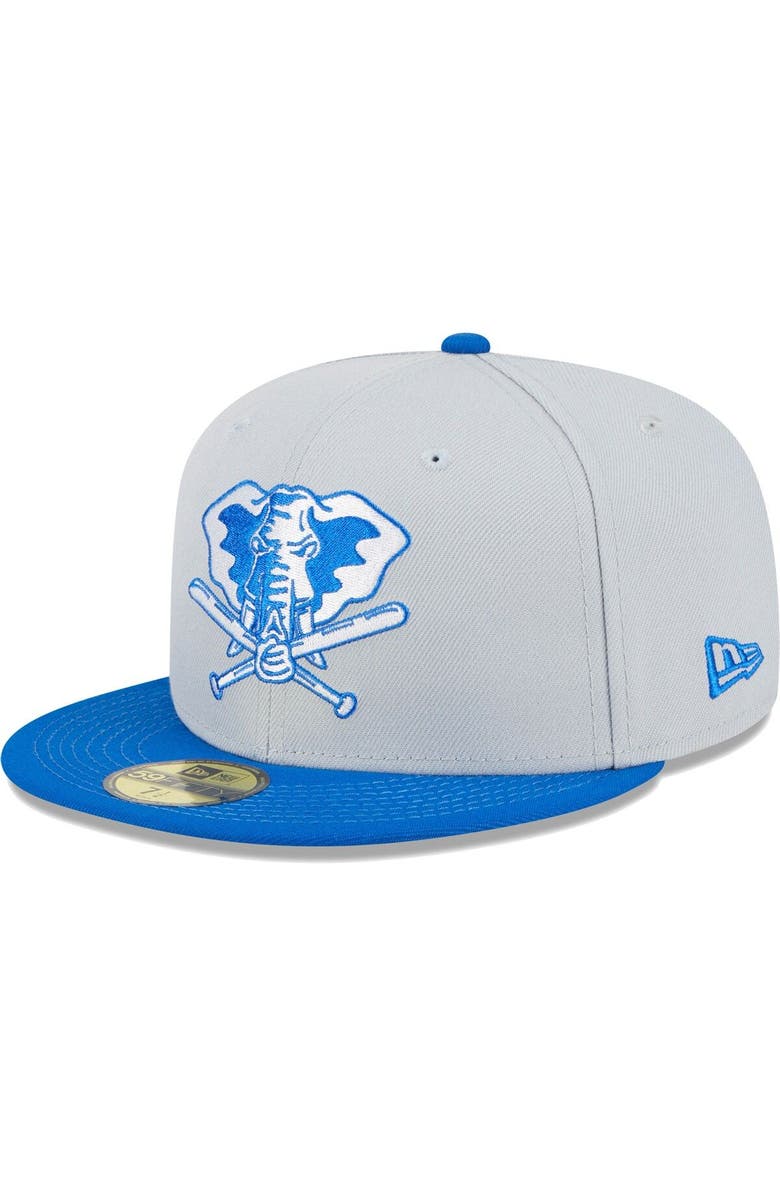 New Era Men's New Era Gray/Blue Oakland Athletics Dolphin 59FIFTY Fitted Hat, Alternate, color,