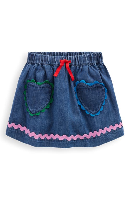 Mini Boden Kids' Rickrack Trim Denim Skirt In Blue