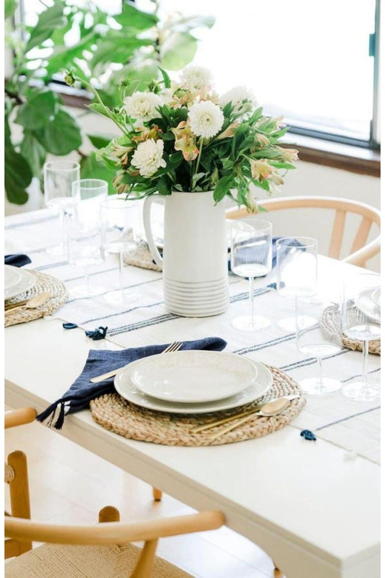 Ribbons Cotton Table Runner, Alternate, color, Navy