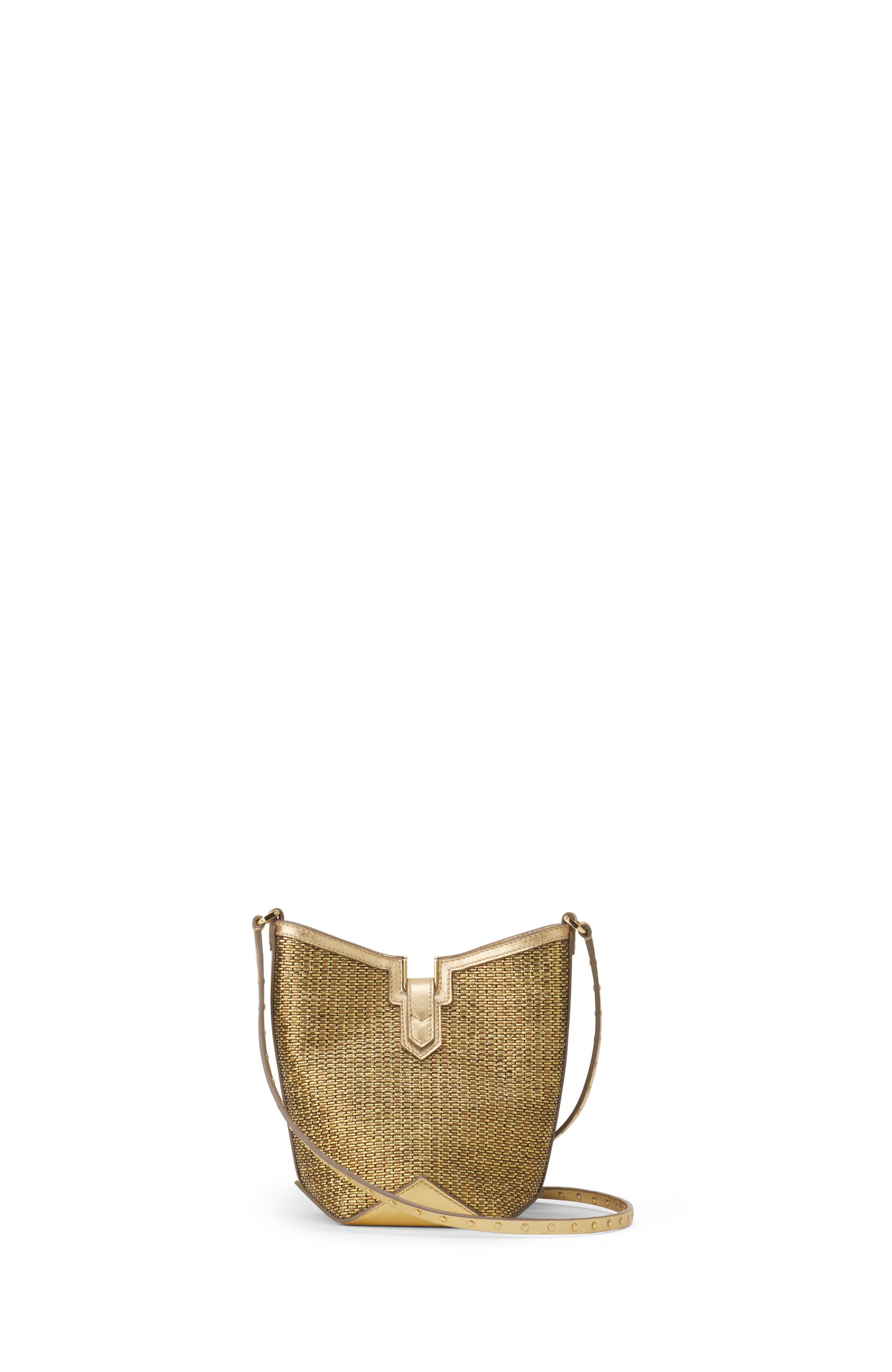 Lanvin Catch By Lanvin Bucket Bag In Raffia, Alternate, color, Gold/Black