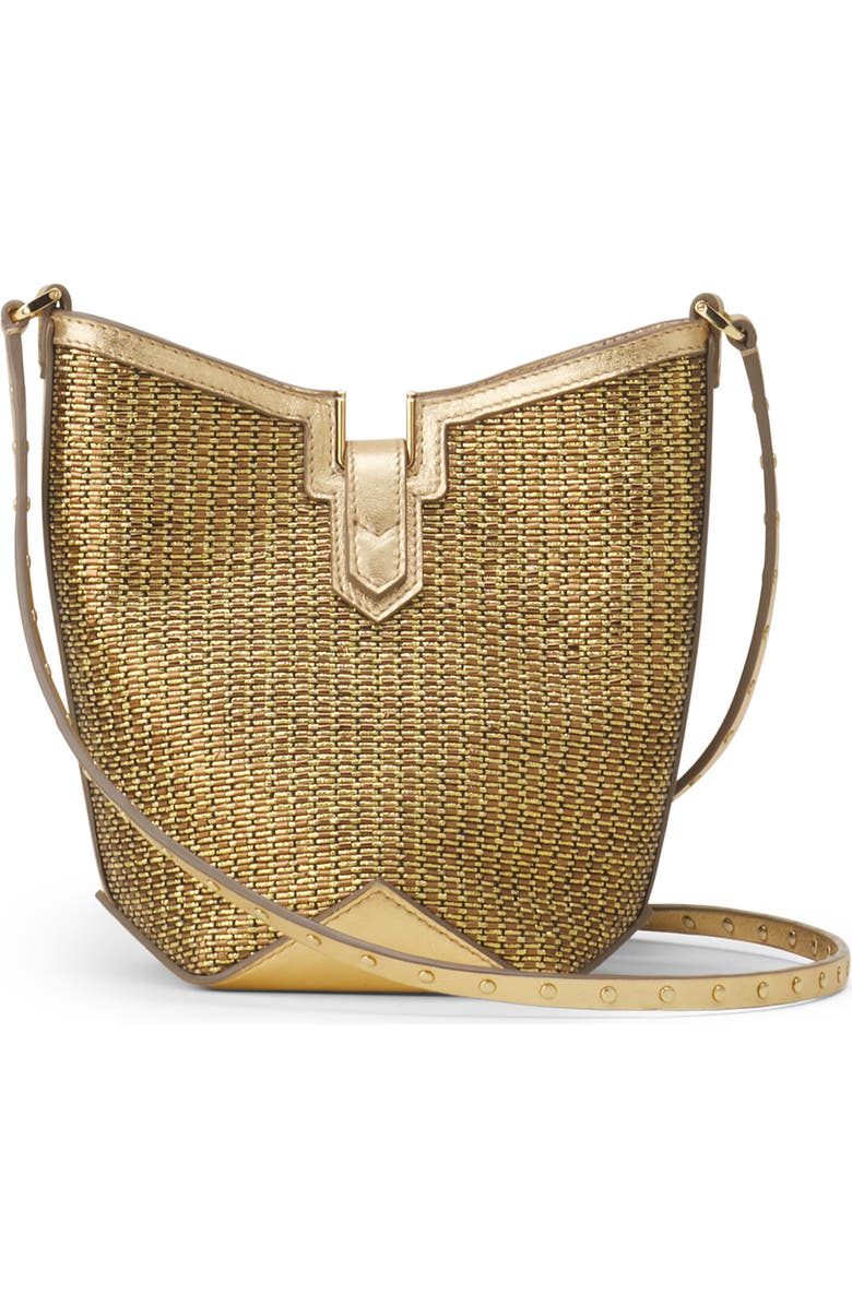 Lanvin Catch By Lanvin Bucket Bag In Raffia, Alternate, color, Gold/Black