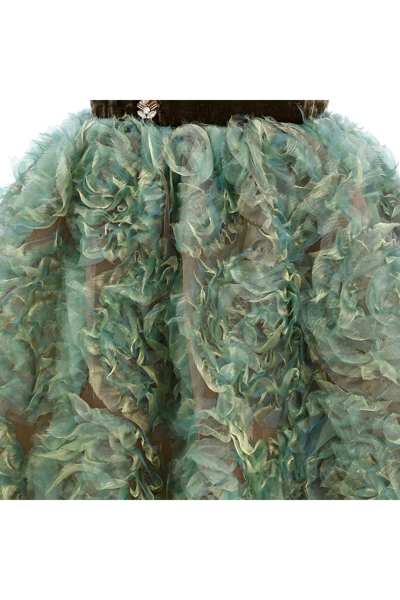 Bellina Velvet Tulle Dress, Alternate, color, Green