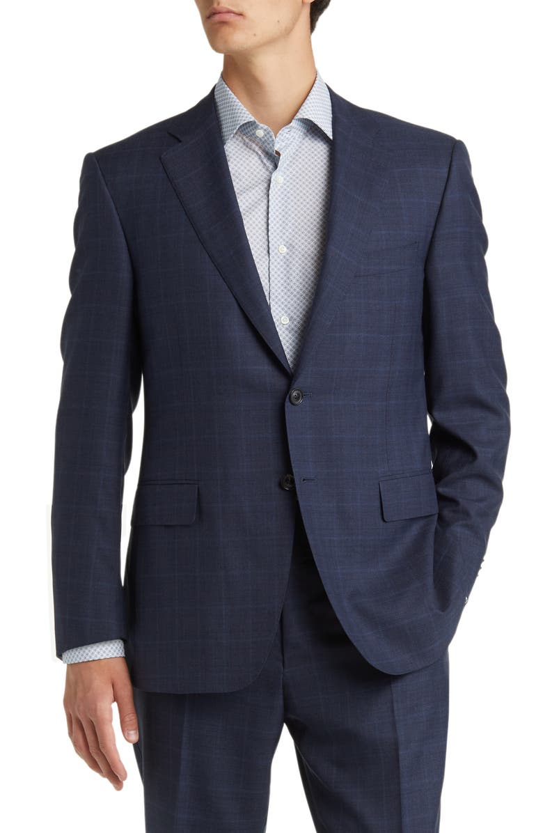 Canali Siena Regular Plaid Wool & Silk Suit, Alternate, color, 