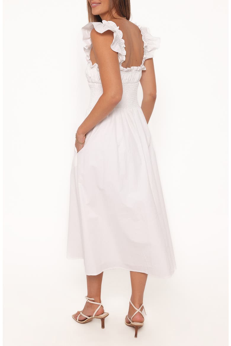 Bronte Ruffle Strap Midi Dress, Alternate, color, WHITE