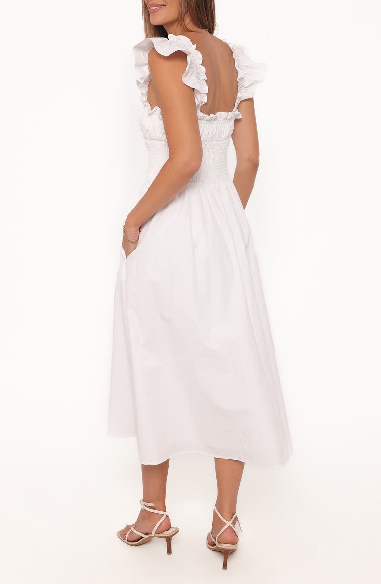 Petal & Pup Bronte Ruffle Strap Midi Dress, Alternate, color, White