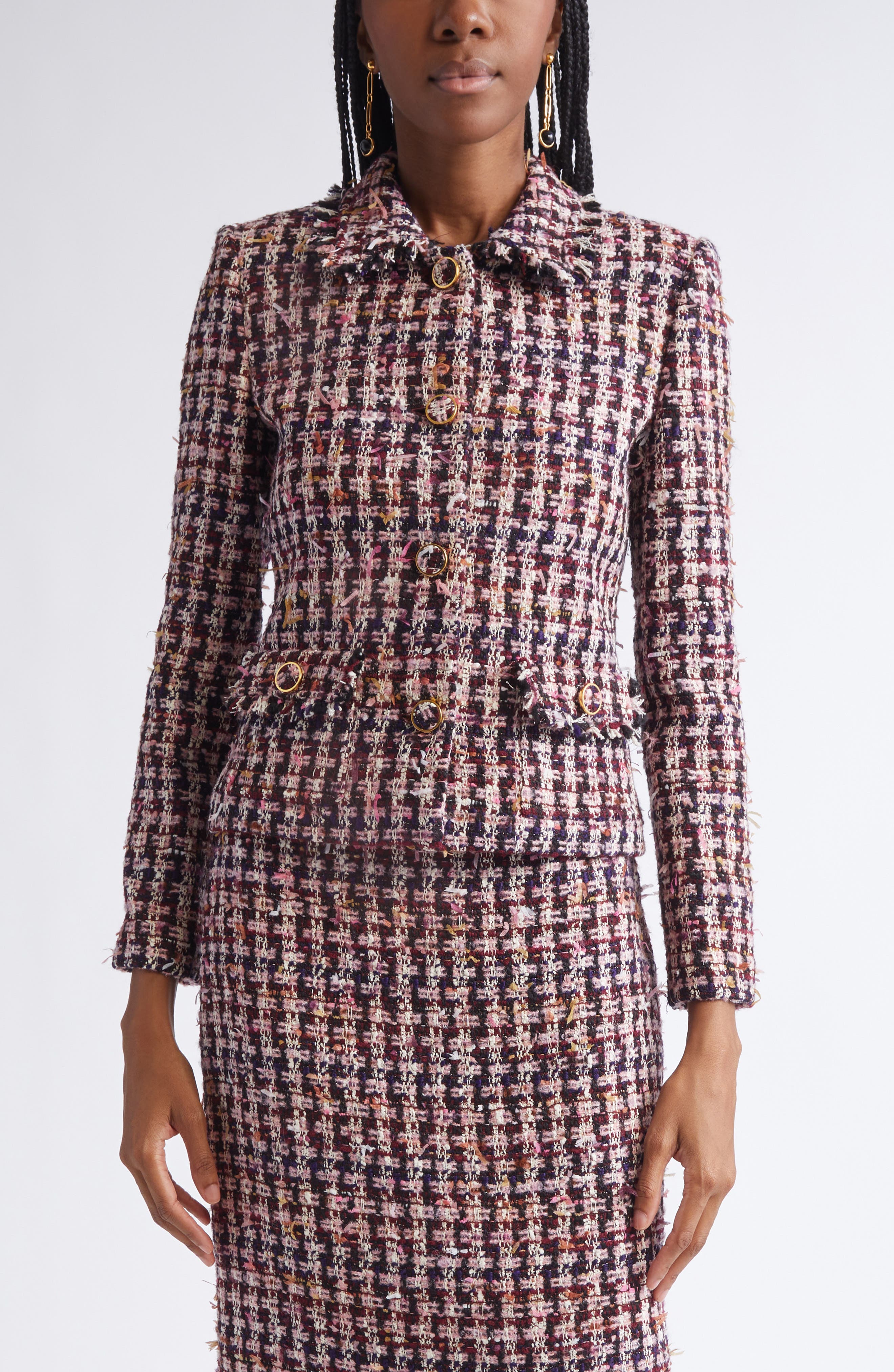 Fringe Houndstooth Tweed Jacket