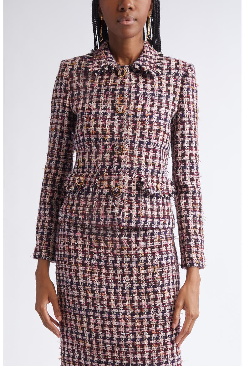 Fringe Houndstooth Tweed Jacket (Women) | Nordstrom