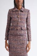 ST. JOHN Fringe Houndstooth Tweed Jacket