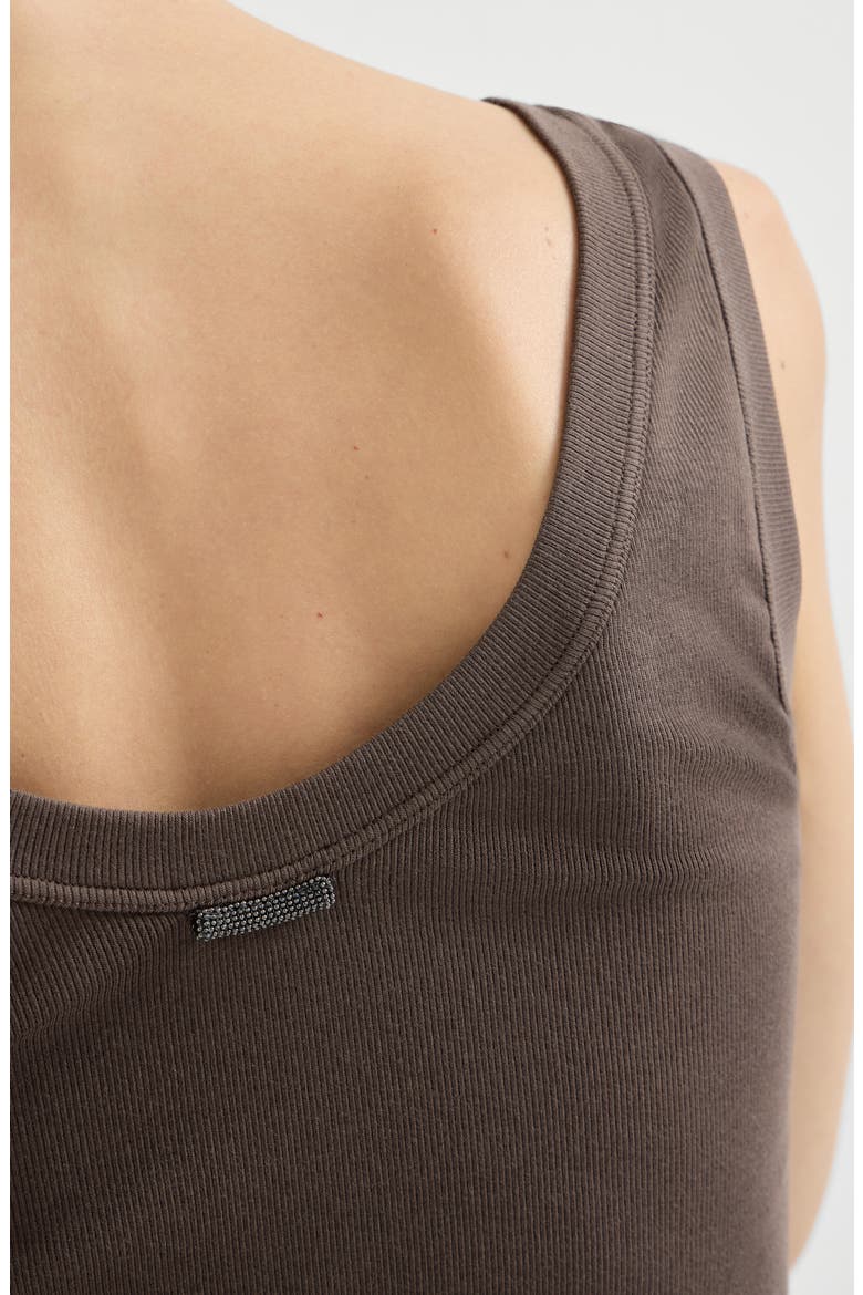 Ribbed jersey top, Alternate, color, Brown