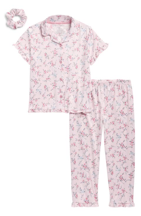 Velour Two-Piece Pajamas & Scrunchie Set (Little Kid)
