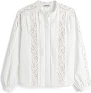 Madewell Lace Inset Pintuck Button-Up Shirt