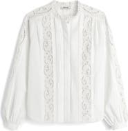 Madewell Lace Inset Pintuck Button-Up Shirt