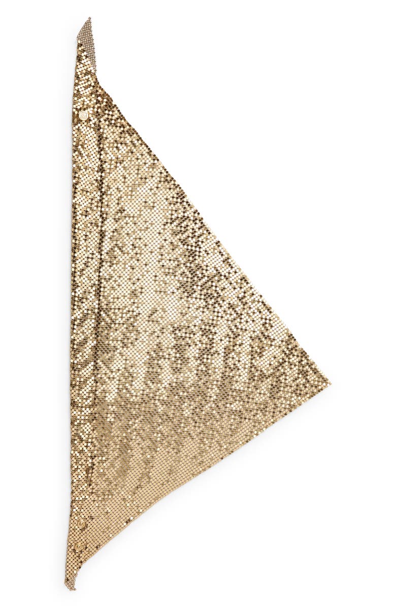 Rabanne Pixel Metallic Chain Mail Mesh Triangle Scarf, Main, color,
