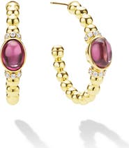 LAGOS Caviar Rhodolite Garnet & Diamond Beaded Hoop Earrings