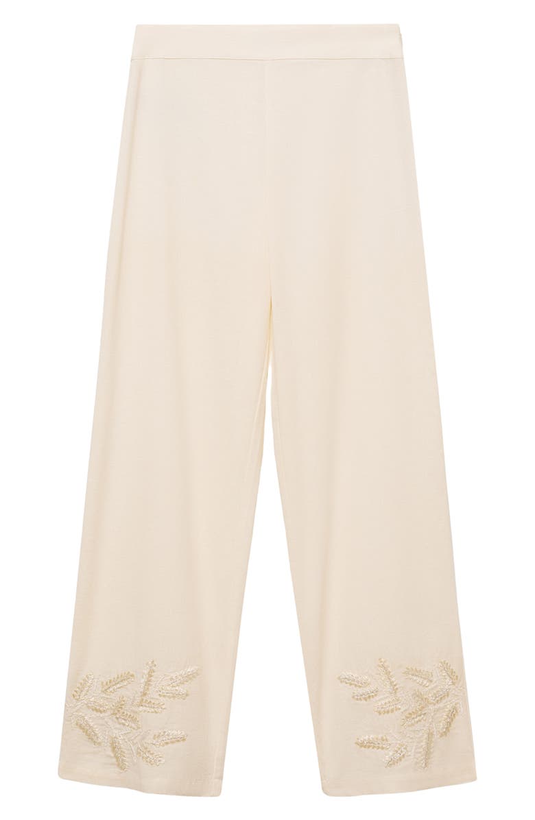 MANGO Embroidered Hem Straight Leg Pants, Alternate, color, 