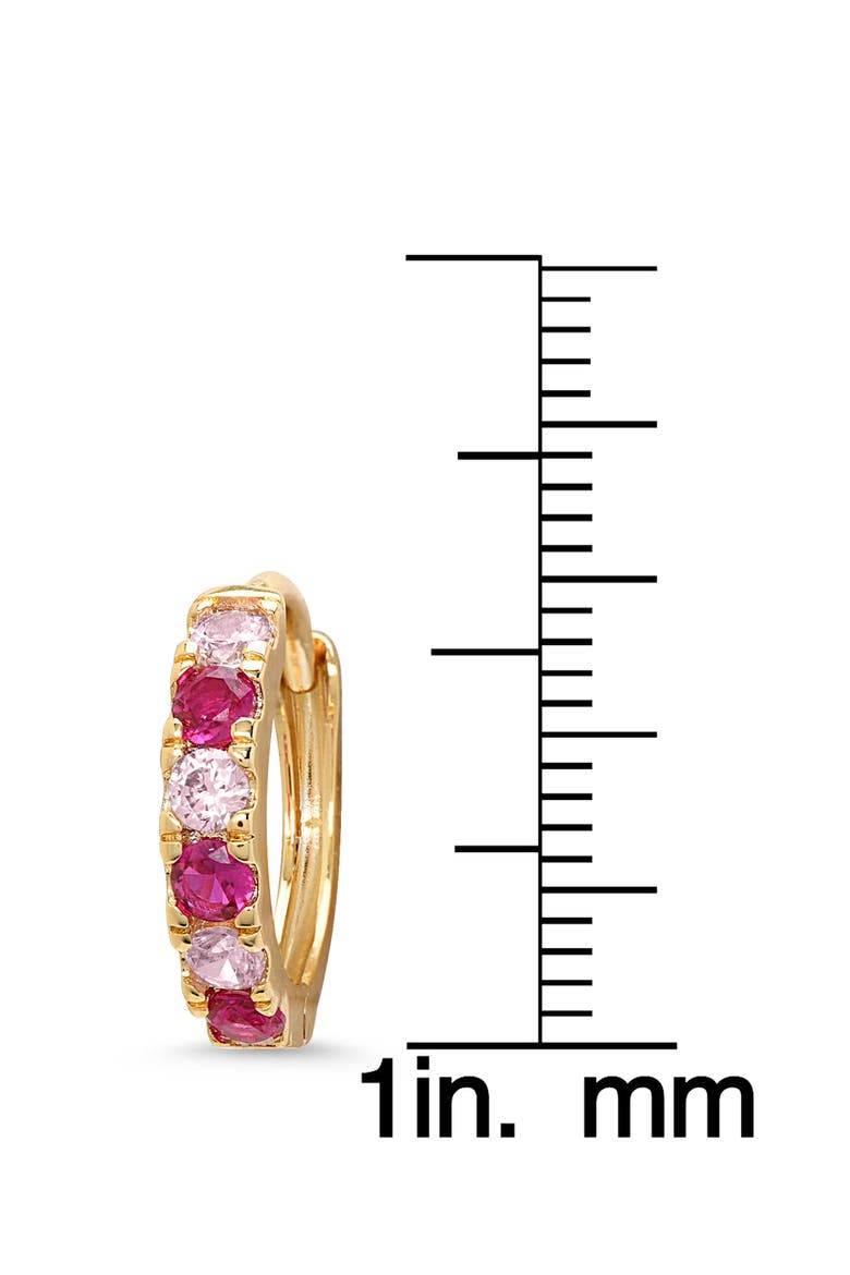 Kids' Cubic Zirconia Hoop Earrings, Alternate, color, DARK PINK
