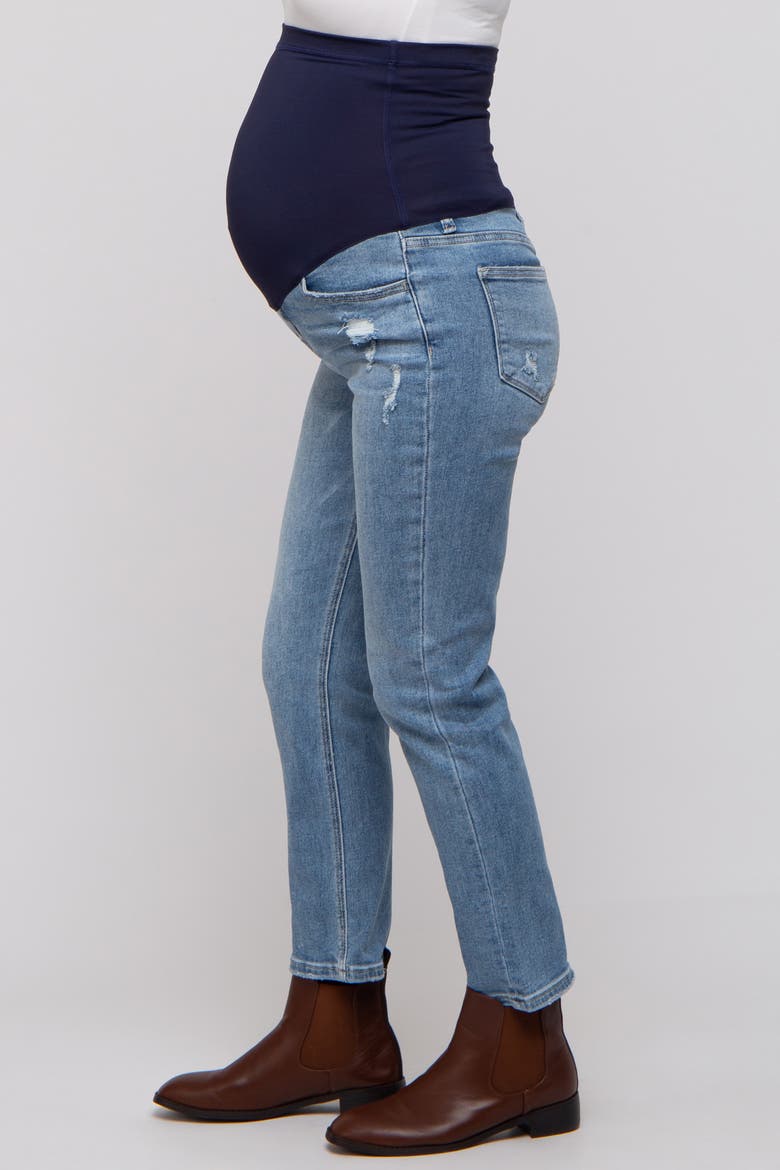 Distressed Crop Maternity Jeans, Alternate, color, Light Blue