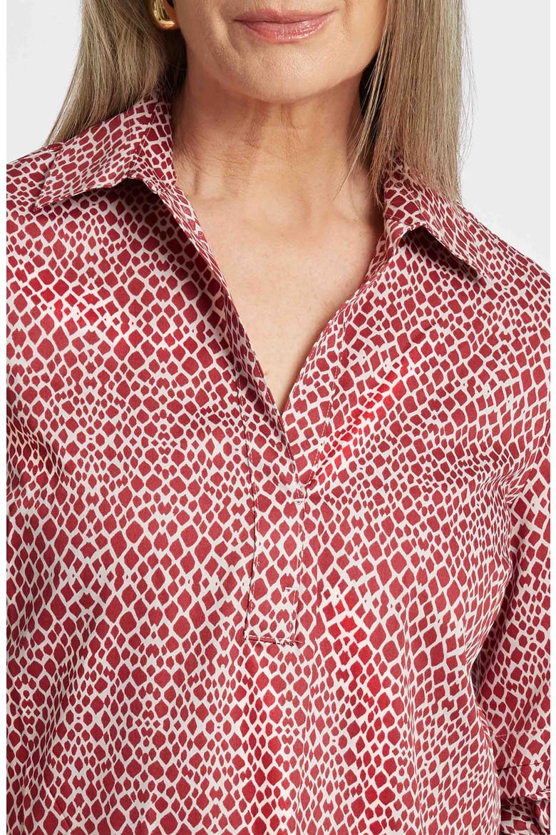 Frankie Abstract Print Cotton Sateen Popover Top, Alternate, color, RUBY RED