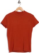 T Tahari Mock Neck Short Sleeve Knit Sweater