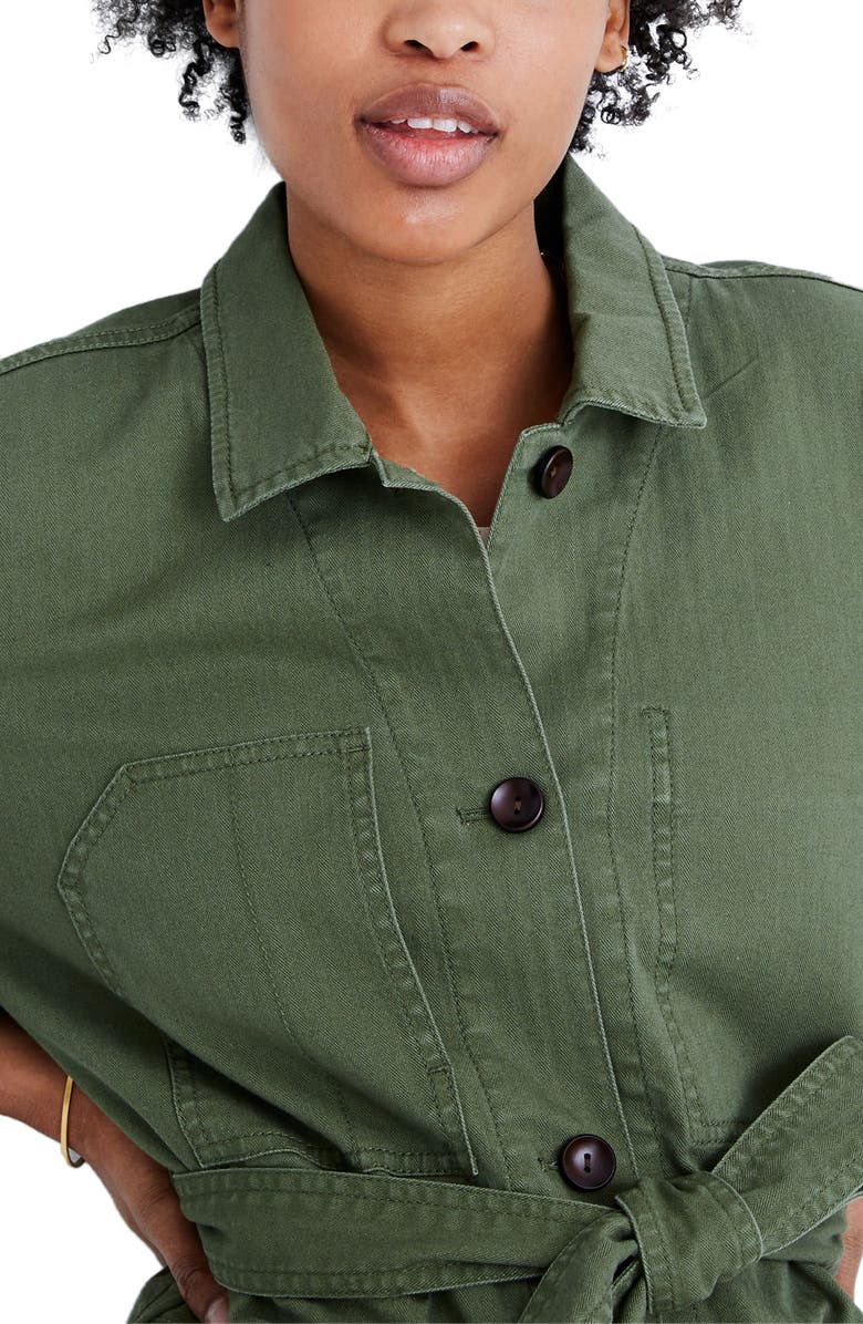 Madewell Tie Waist Military Jacket, Alternate, color, 