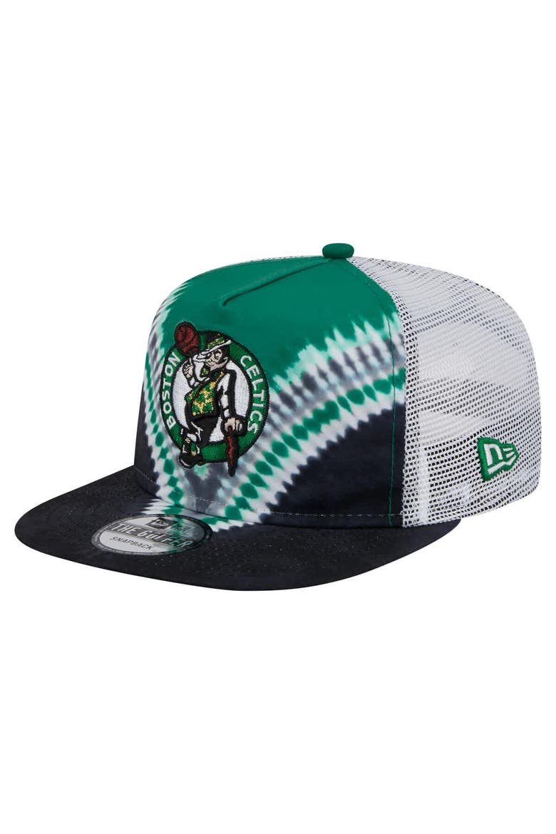 Men's New Era Black/Kelly Green Boston Celtics Throwback Dye Golfer Snapback Hat, Main, color, Black
