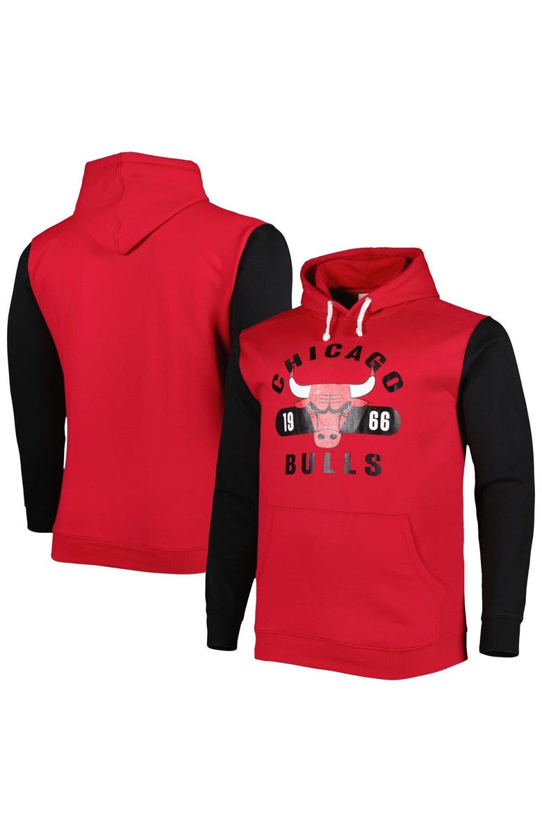 FANATICS Men's Fanatics Branded Red/Black Chicago Bulls Big & Tall Bold Attack Pullover Hoodie, Main, color, Red