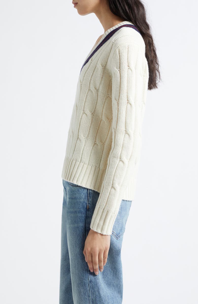 Nili Lotan Fabiana Cable Wool Tennis Sweater, Alternate, color, Ivory