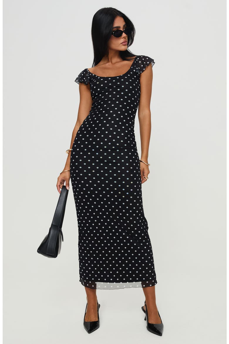 Sandberg Polka Dot Maxi Dress, Alternate, color, BLACK
