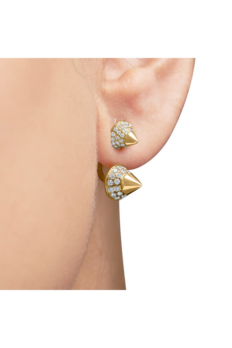 14K Rose Gold 1.00 Cttw Diamond Double Cone Jacket Stud Earring, Alternate, color, Pink