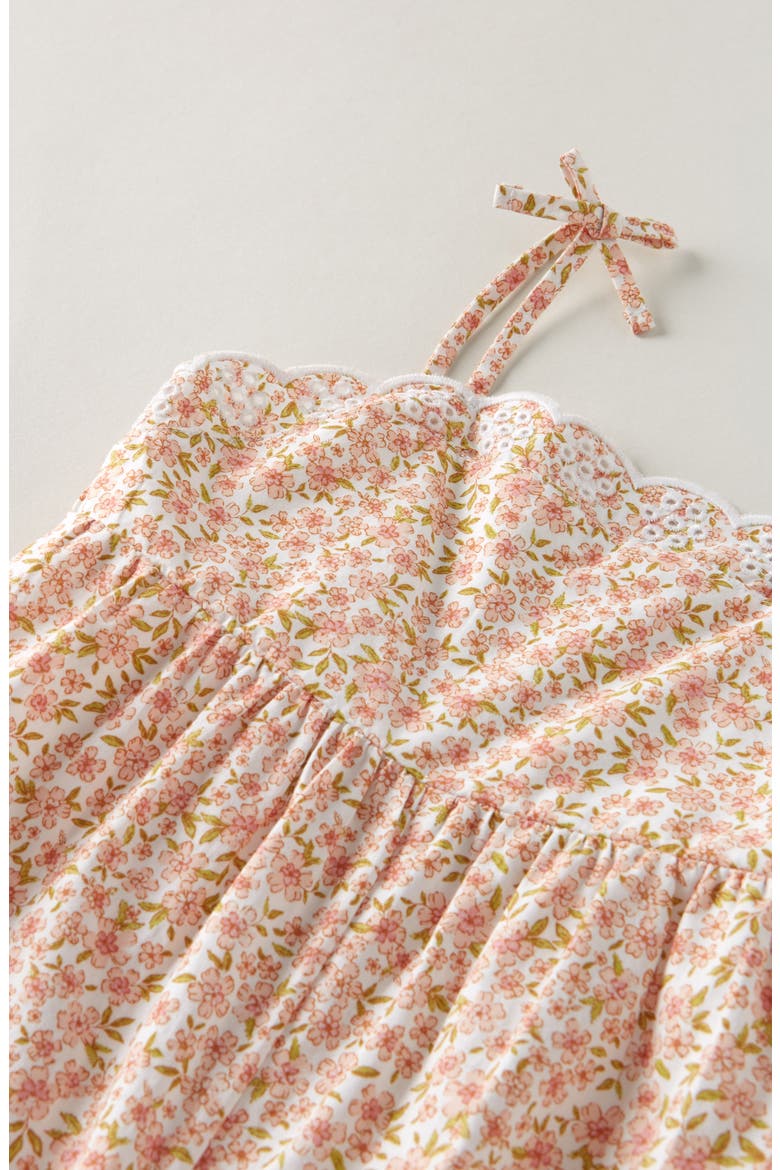 Scalloped Floral Romper, Alternate, color, WHITE- PINK PETITE FLORAL