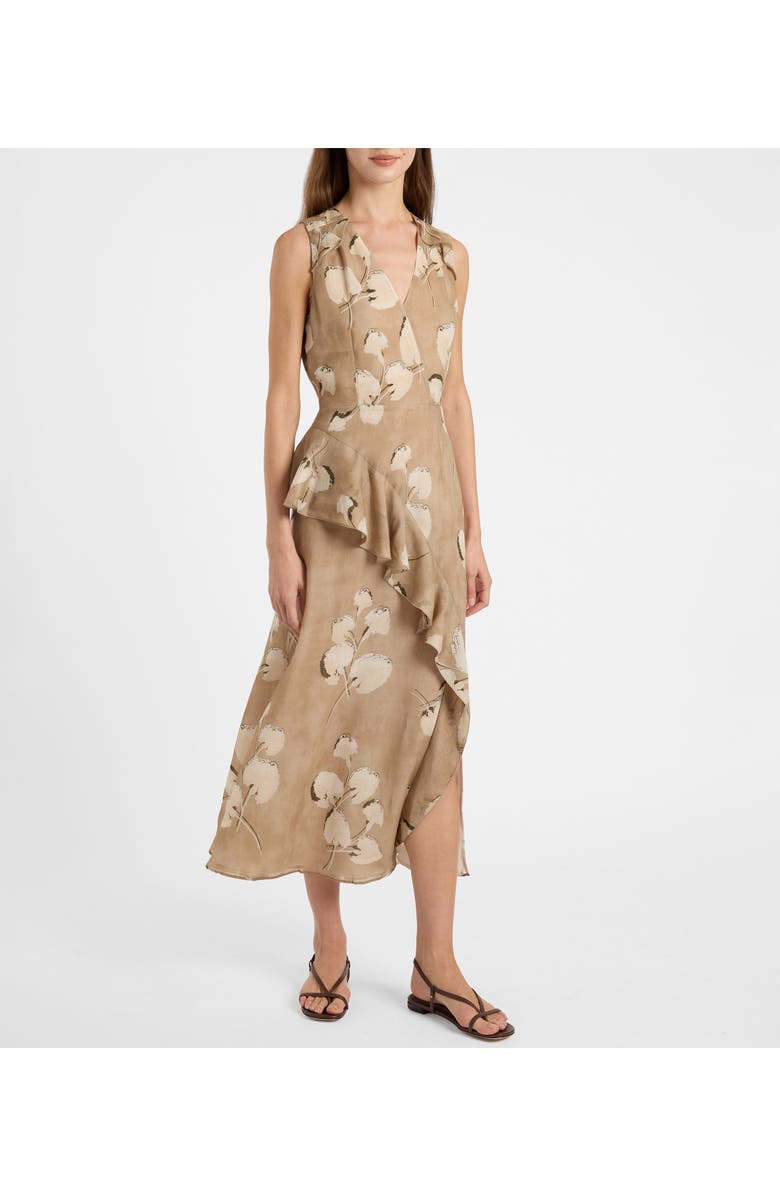Santorelli Cona Midi Dress with Ruffle Panel, Main, color, Chai