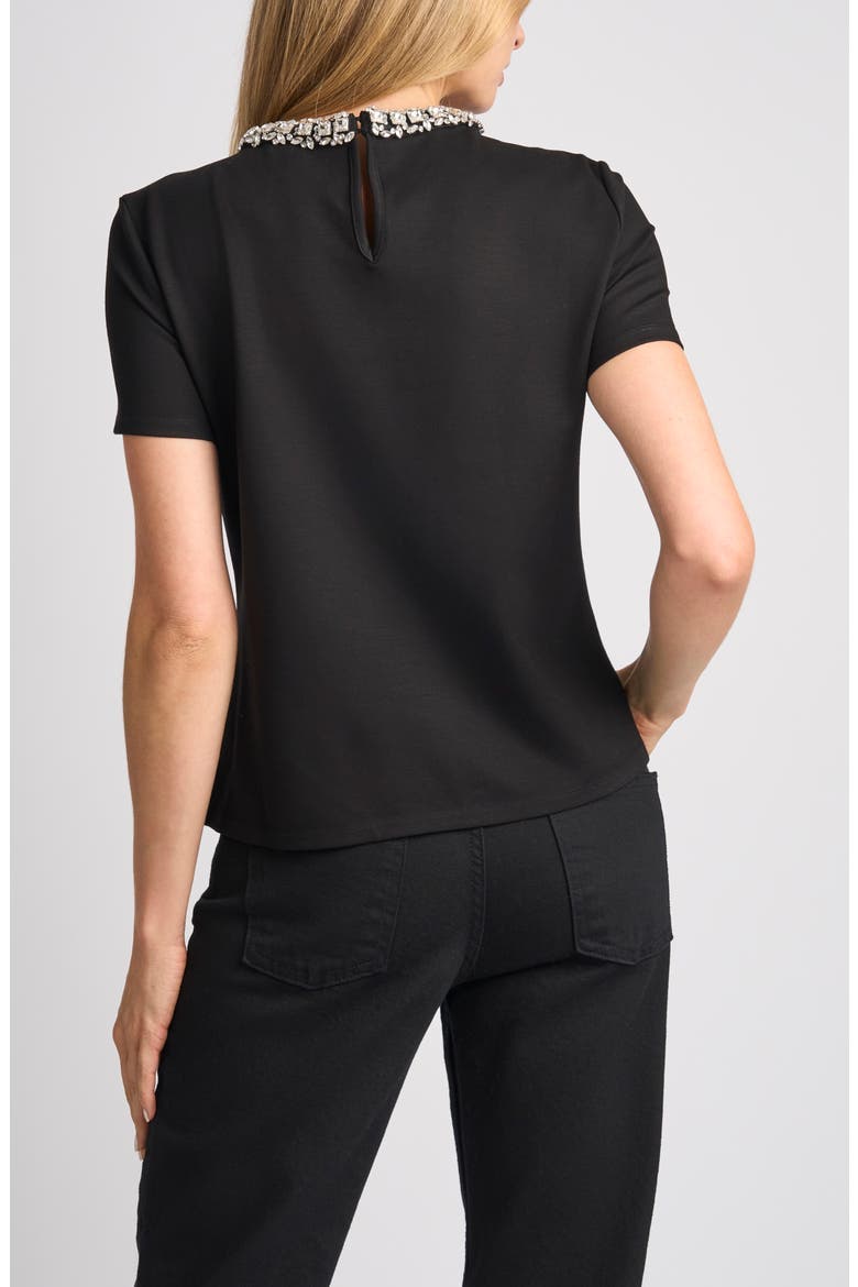 Idris Crystal Collar Tee, Alternate, color, RICH BLACK