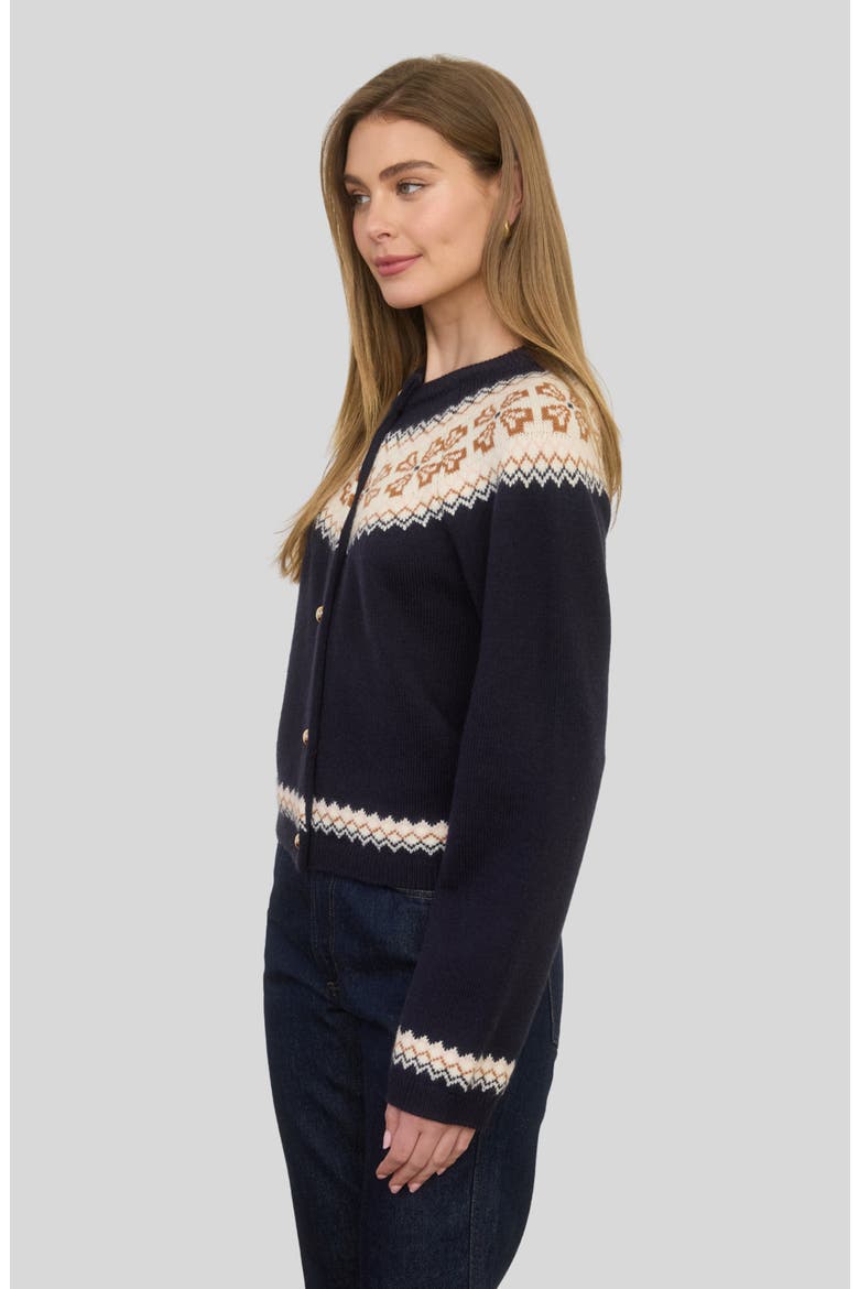 Fair Isle Button Cardigan, Alternate, color, NAVY
