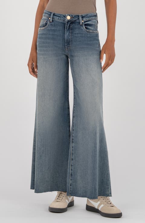 Ryan High Waist Raw Hem Superwide Leg Jeans