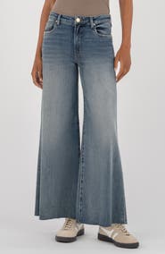 KUT from the Kloth Ryan High Waist Raw Hem Superwide Leg Jeans