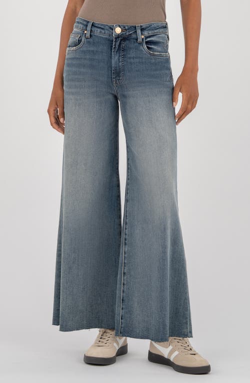 Kut From The Kloth Ryan High Waist Raw Hem Superwide Leg Jeans In Blue