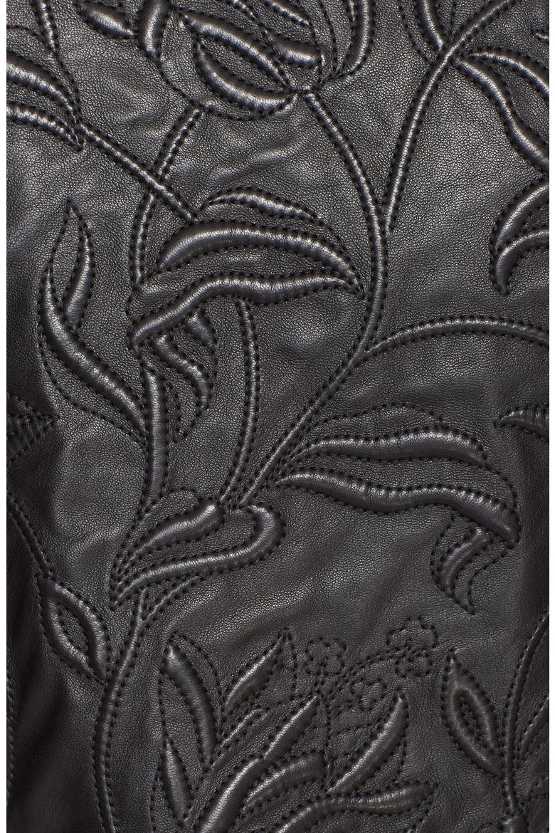 Embossed Lambskin Leather Jacket, Alternate, color, BLACK