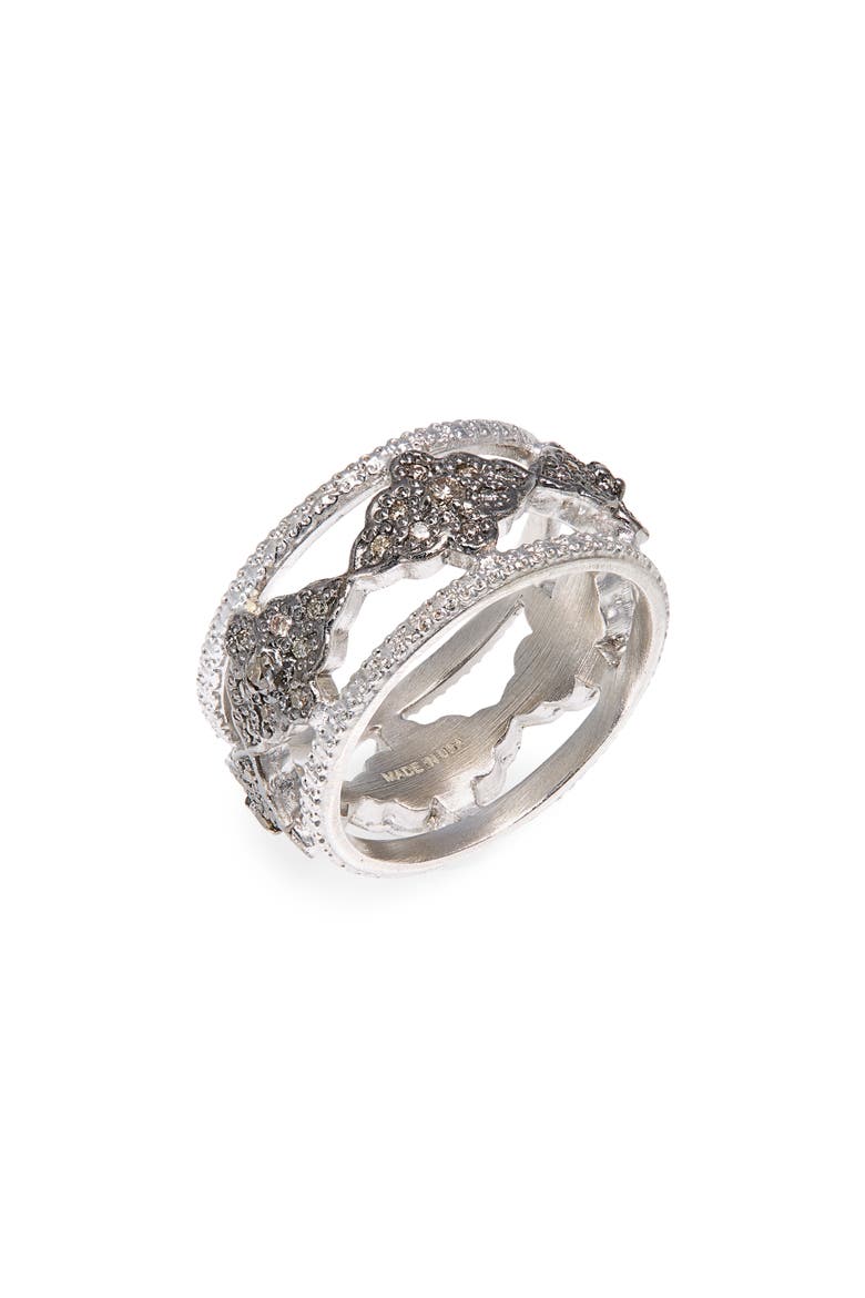 New World Diamond Scroll Band Ring, Main, color, SILVER