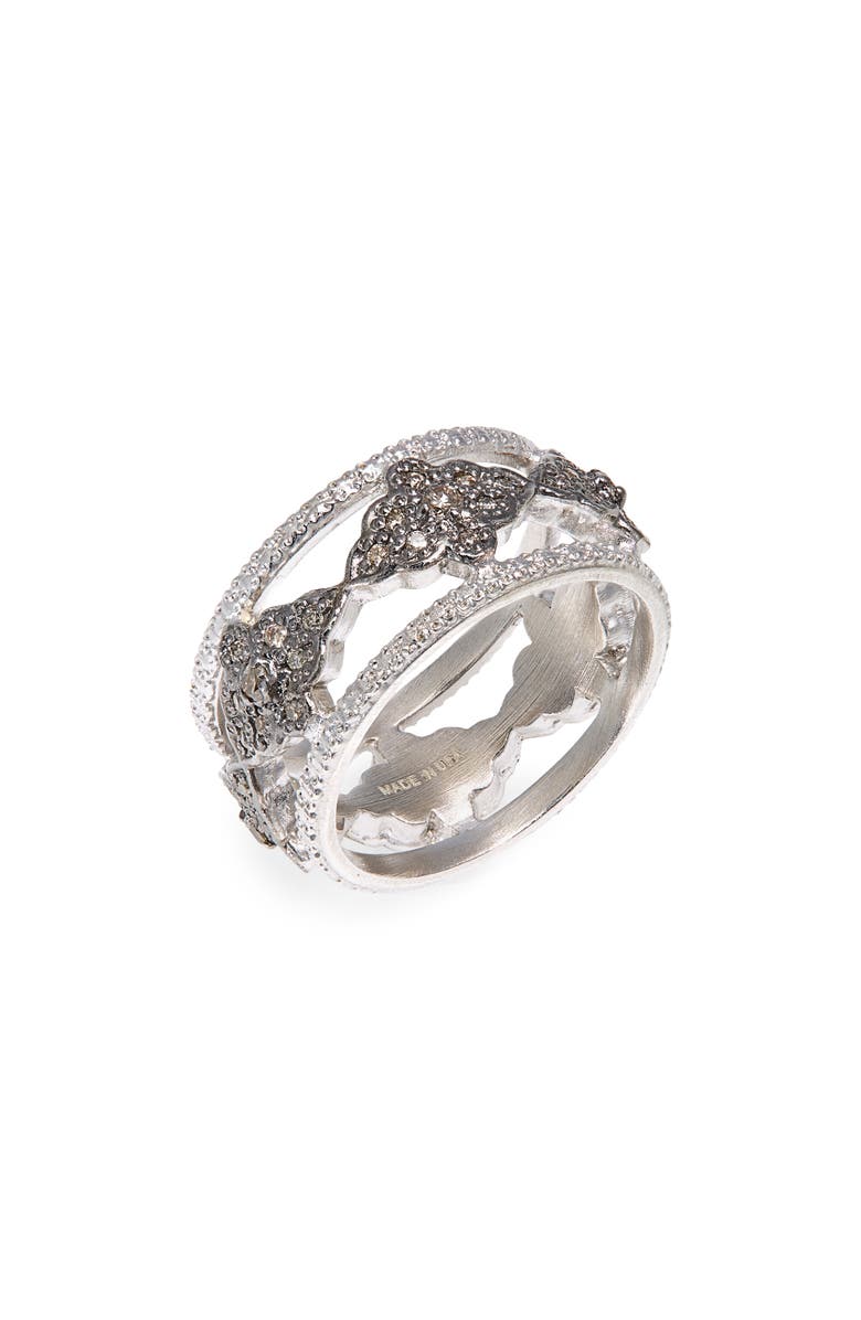 Armenta New World Diamond Scroll Band Ring, Main, color, Silver