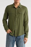 Lucky Brand Herringbone Crossdye Western Long Sleeve Button-Up Shirt