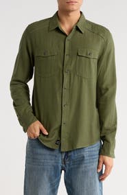 Lucky Brand Herringbone Crossdye Western Long Sleeve Button-Up Shirt