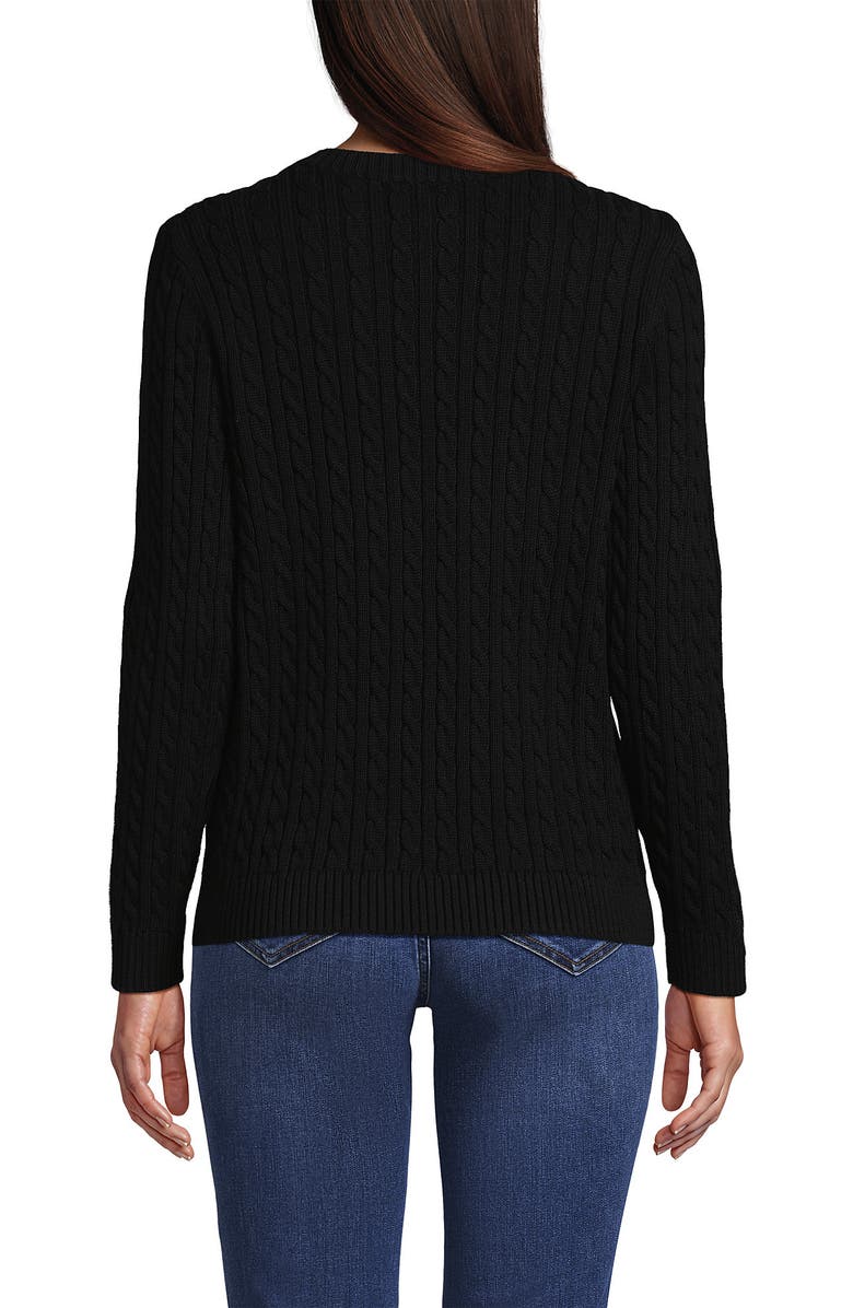 Lands' End Cotton Drifter Crew Cable Pullover Sweater, Alternate, color, 