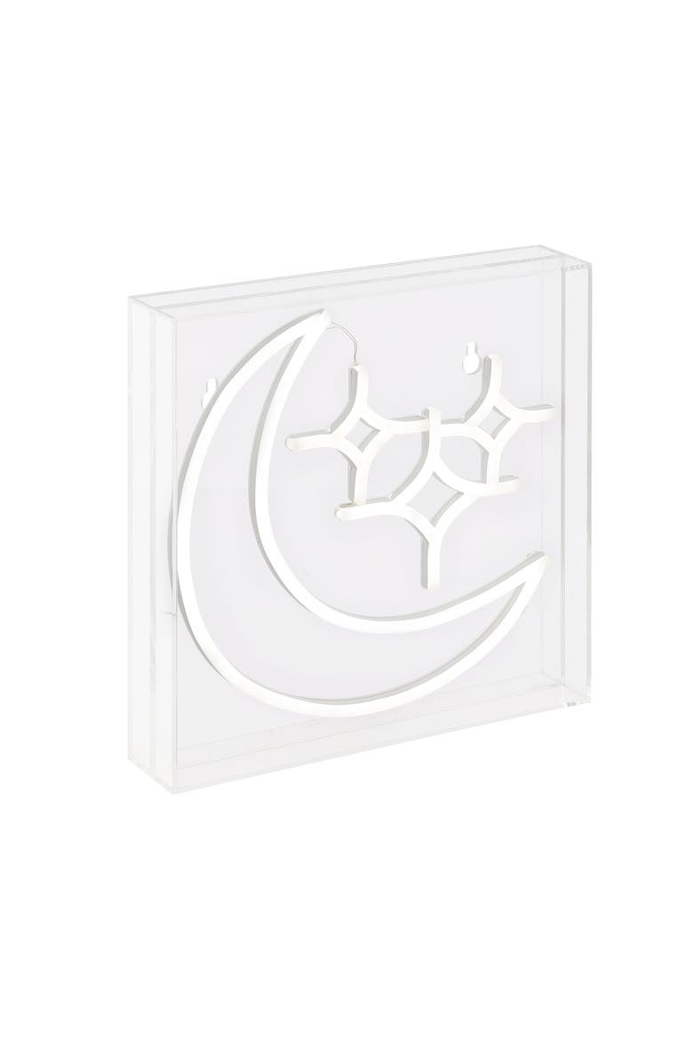 Starry Square Contemporary Glam Acrylic Box USB Operated LED Neon Light, Main, color, White