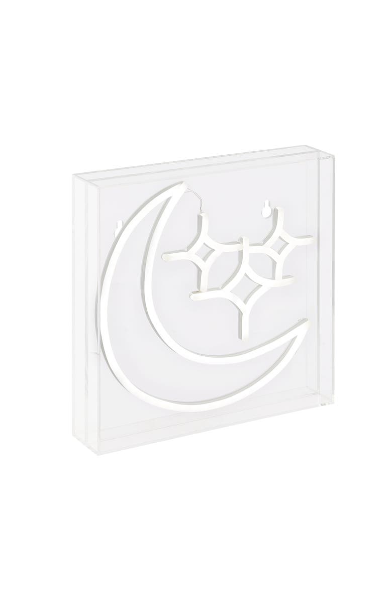 JONATHAN Y Starry Square Contemporary Glam Acrylic Box USB Operated LED Neon Light, Main, color, White