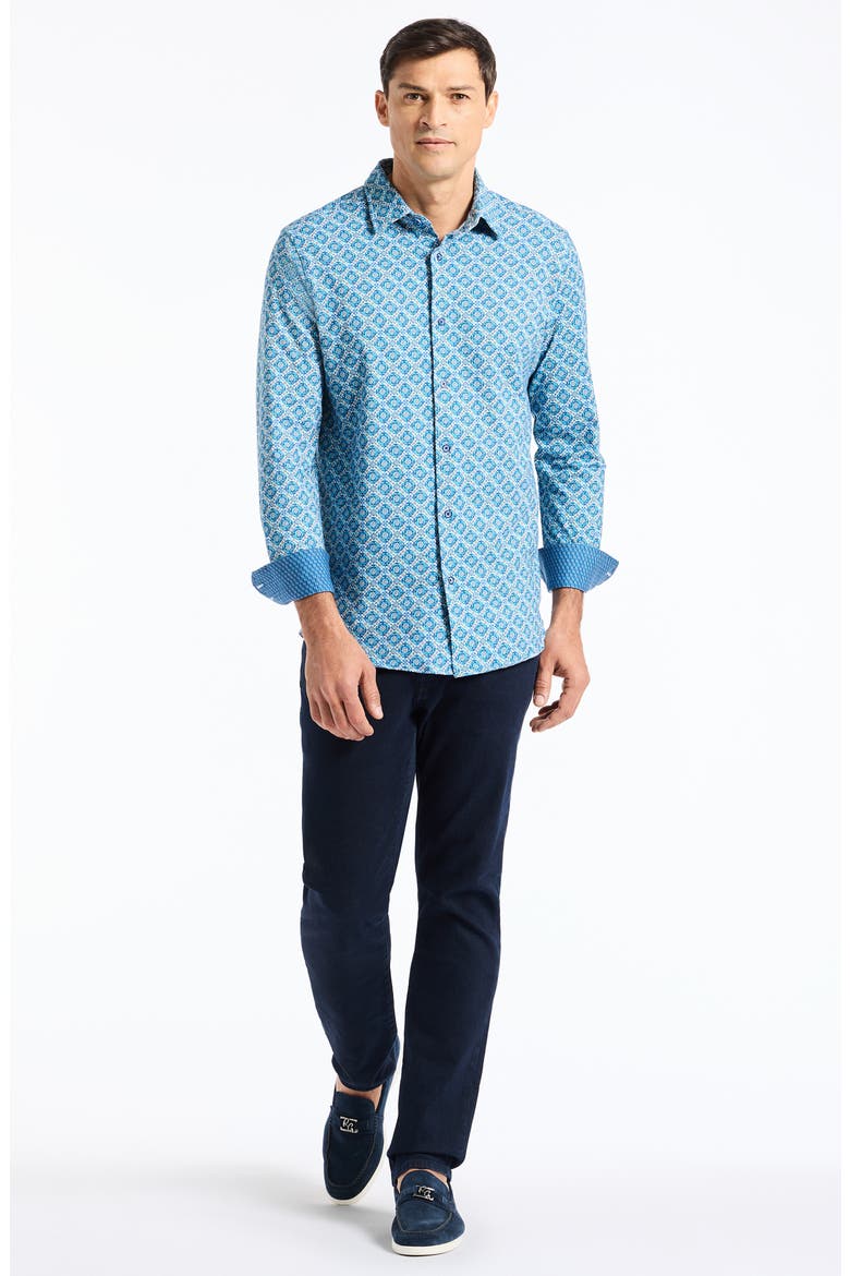 Baylor Stretch Cotton Button-Up Shirt, Alternate, color, BLUE MULTI