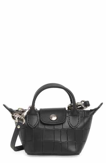 Longchamp Le Pliage Cuir X-Small Croc Embossed Crossbody Bag