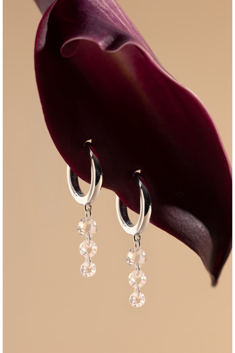 Dew Drop Floating Hoop Earrings, Alternate, color, Silver