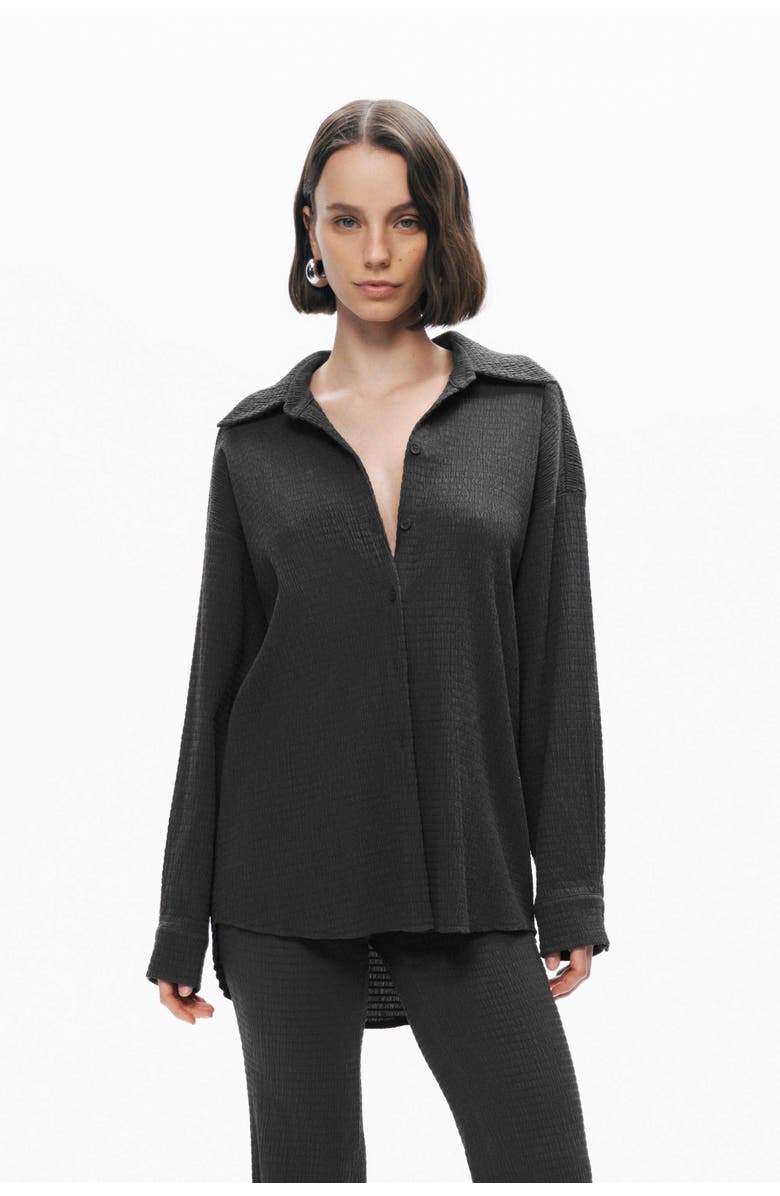 Nocturne Crumpled Fabric Draped Shirt, Main, color, 